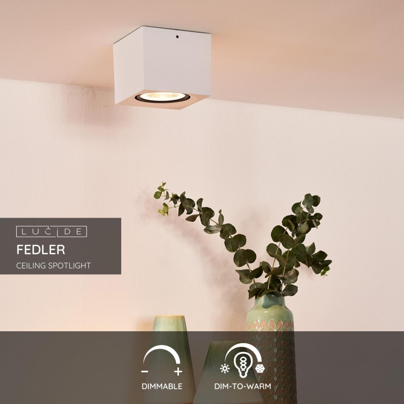 Lucide FEDLER - Stropné bodové svietidlo - LED Dim to warm - GU10 - 1x12W 2200K/3000K - White